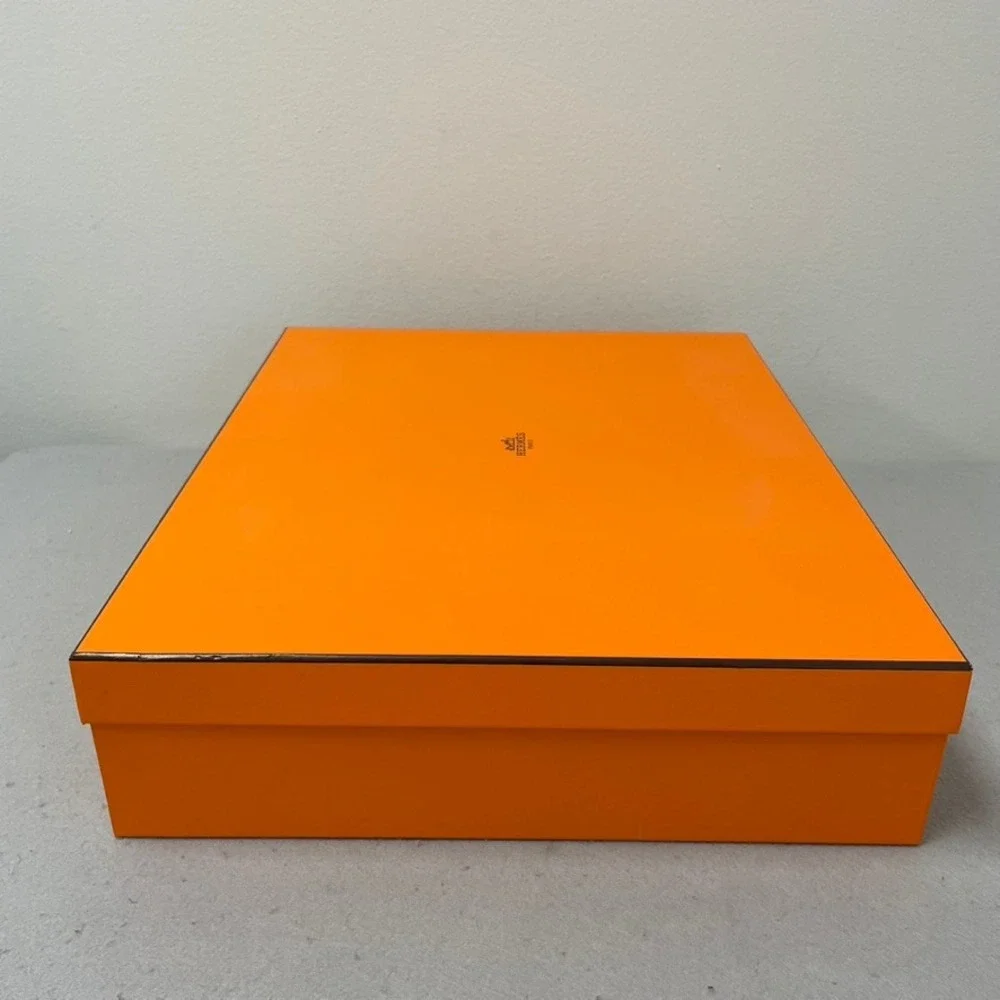 Hermes Large Storage Box Orange Authentic With Care Booklets 17.75x14.5x4